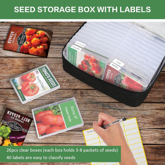 26 Slots Seed Storage Organizer Box with Insulated Bag That Holds 80-2