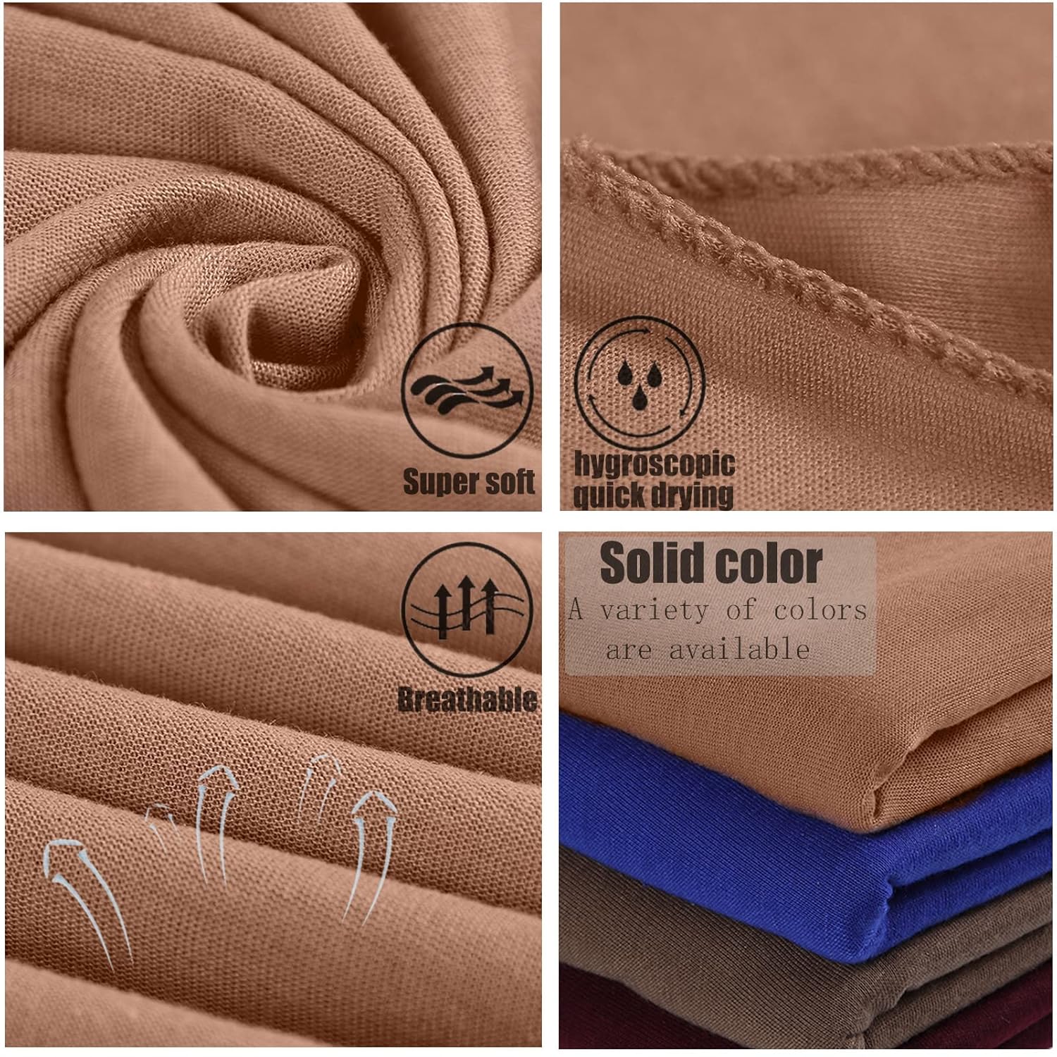 ZRQ 5 Pieces Solid Color Multicolor Combination Stretch Hijab Extra Lo
