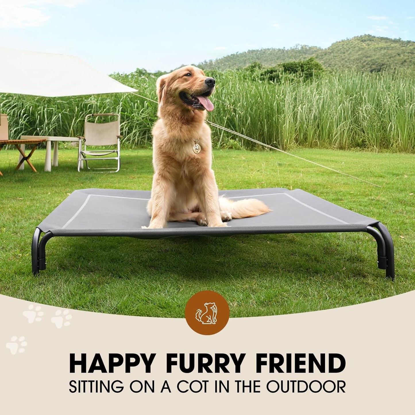Elevated Dog Bed, Raised Outdoor Dog Bed for Large Sized Dogs, Portabl