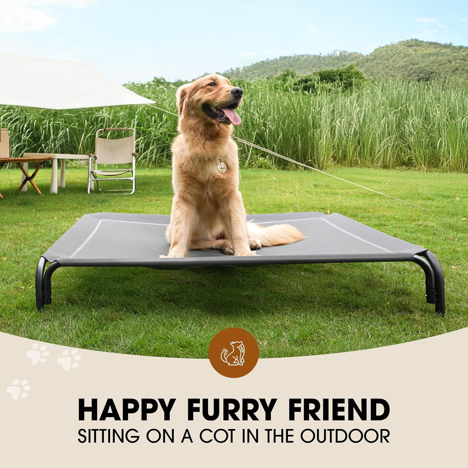 Elevated Dog Bed, Raised Outdoor Dog Bed for Large Sized Dogs, Portabl