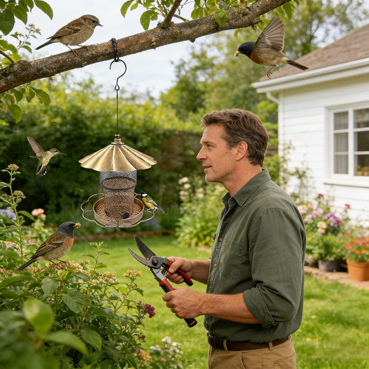 Bird Feeders Outdoors - Squirrel Proof Metal, Large Capacity Hangable 