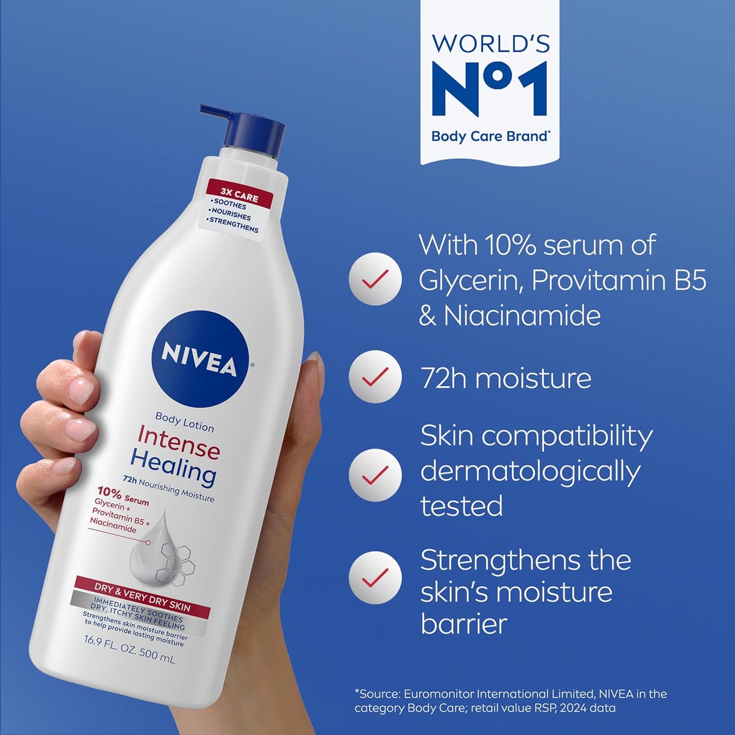 NIVEA Intense Healing Body Lotion for Very Dry, Itchy Skin with Glycer