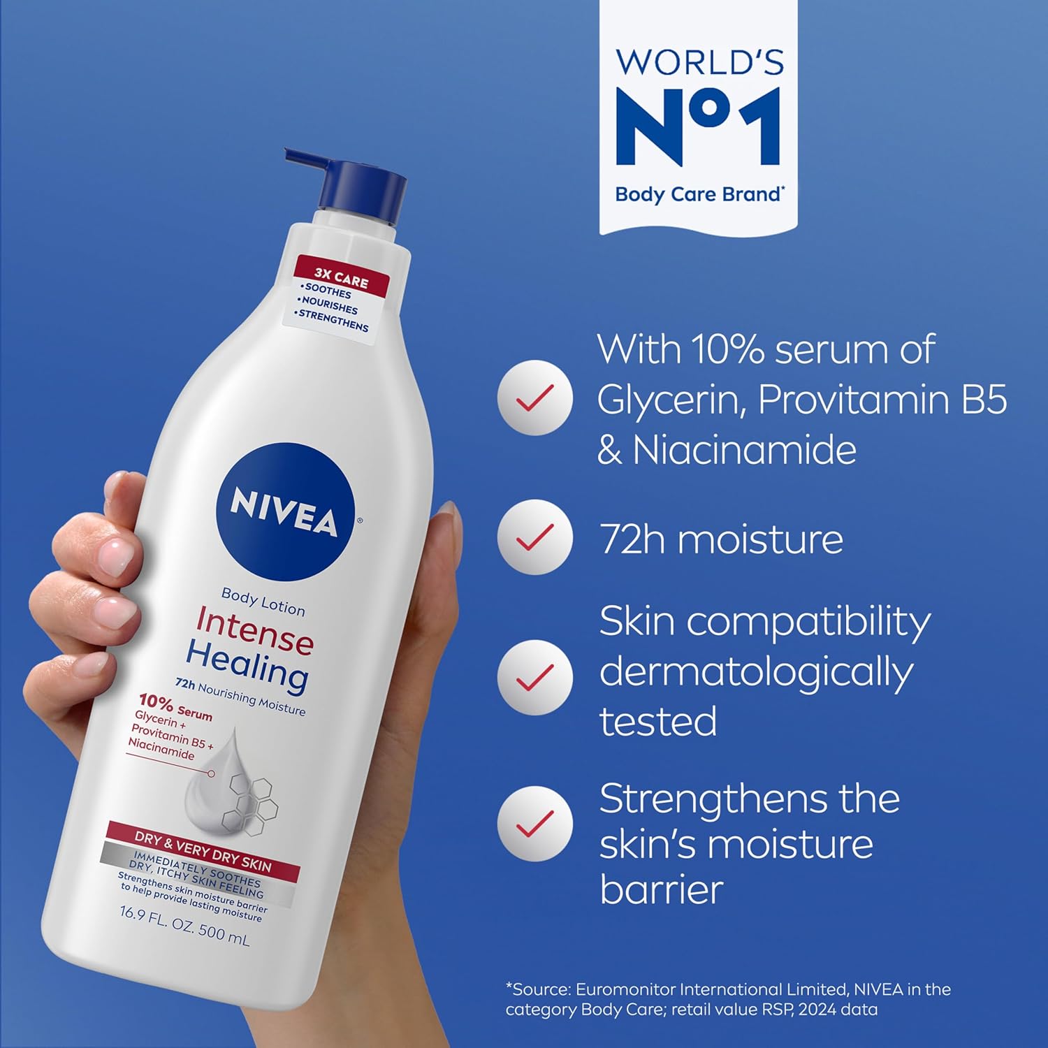 NIVEA Intense Healing Body Lotion for Very Dry, Itchy Skin with Glycer