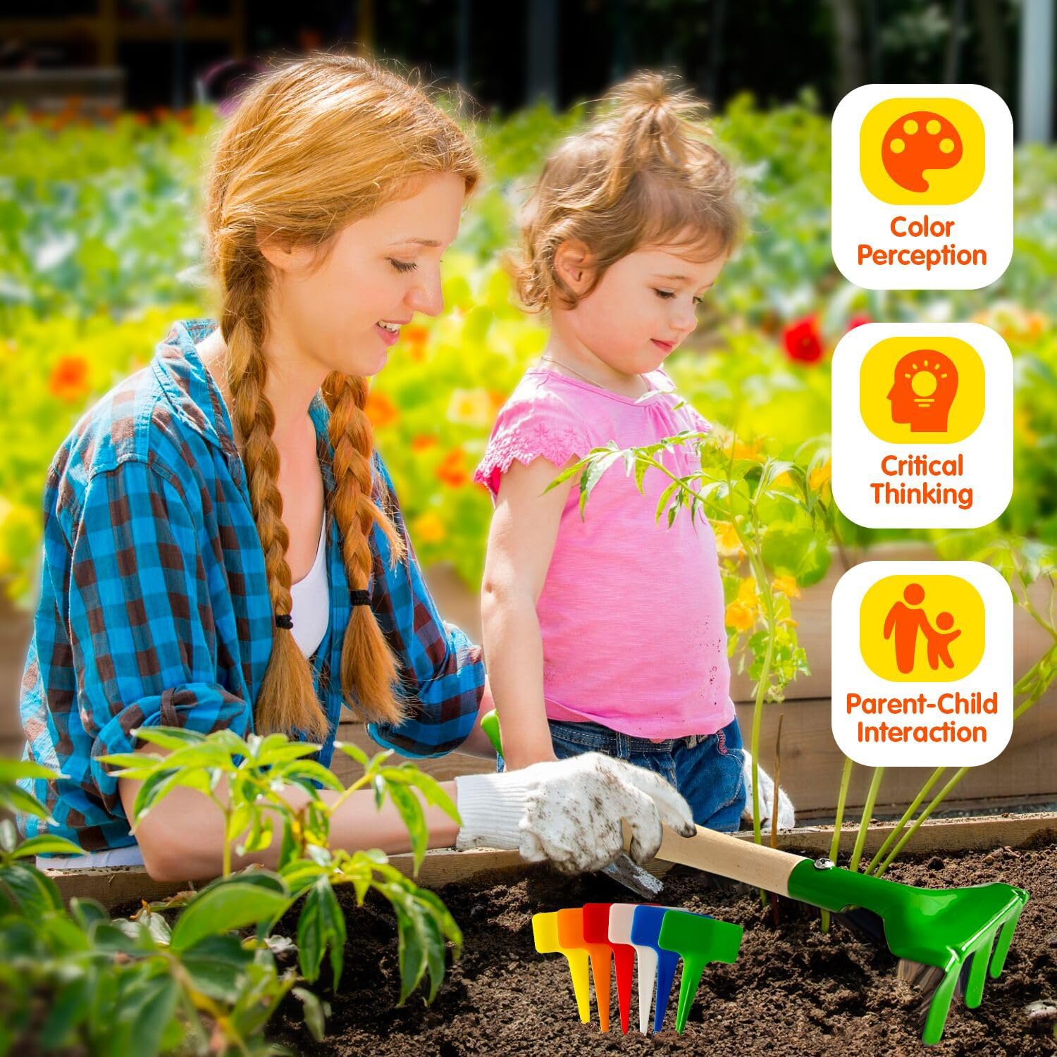Kids Gardening Tools, Toddler Gardening Set for Kids Includes Rake, Sh
