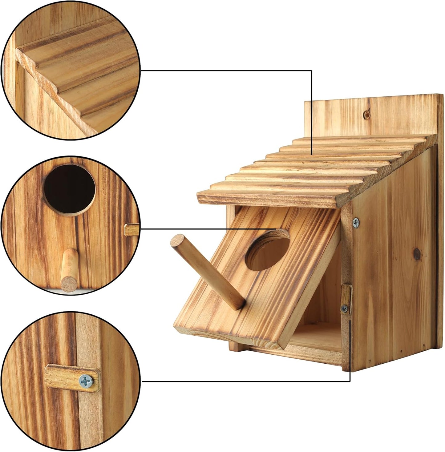 Bird Houses for Outside，Wooden Birdhouse with Open House Design - Perf