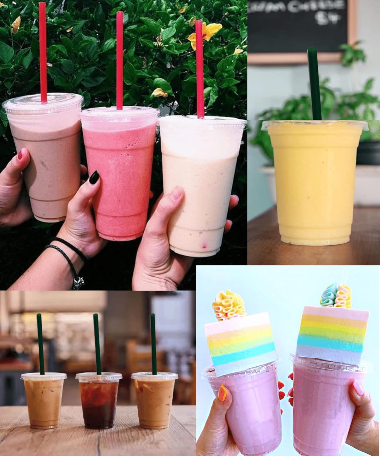 20 oz Clear Plastic Cups with Lids and STRAWS, Disposable Drinking Cup