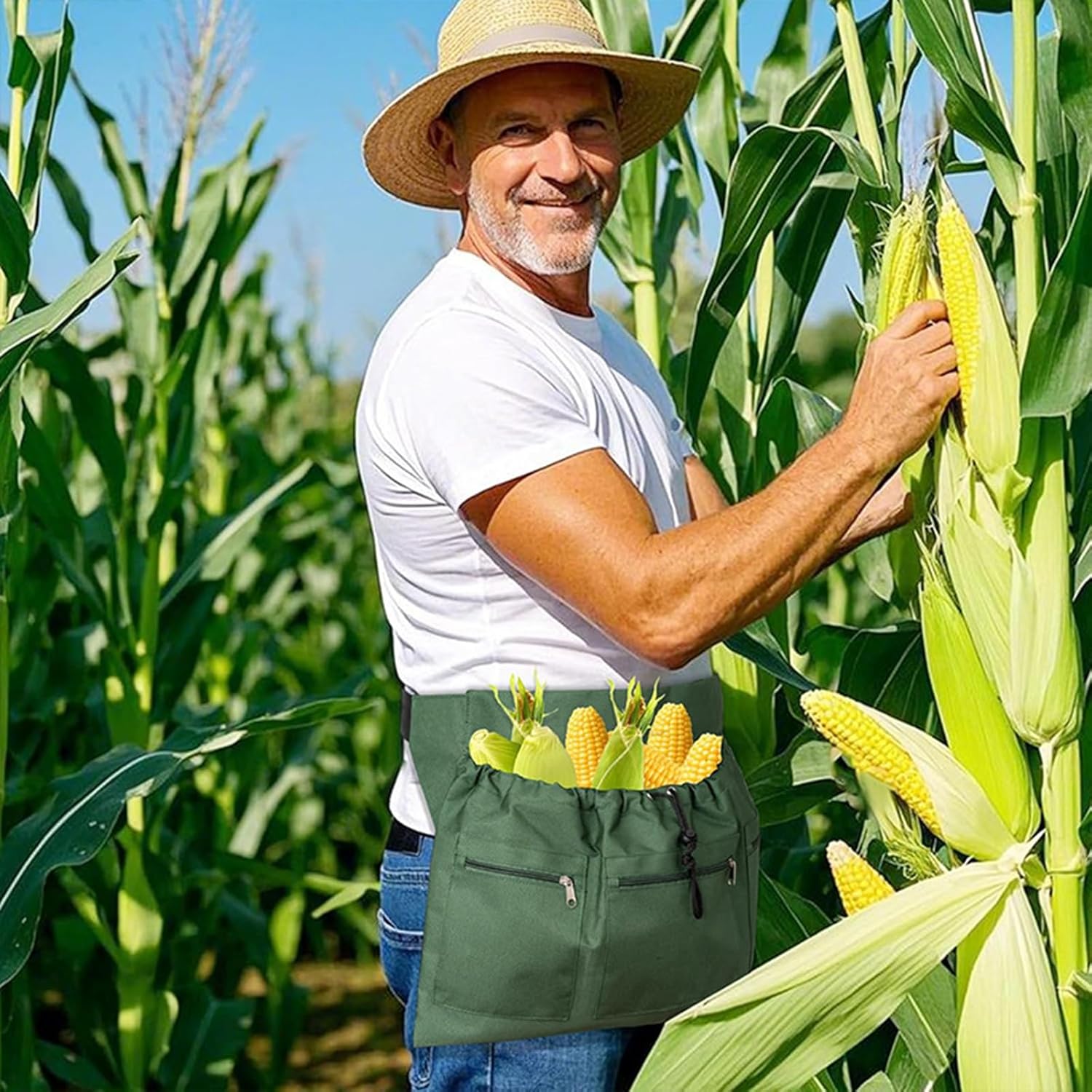 Adjustable Gardening Apron with Spacious Tool Pocket for Easy Harvesti
