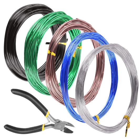 6Pcs 5 Colors Bonsai Training Wire with Wire Cutter Kit, Anodized Aluminum Bonsai Wire Tools for Holding Bonsai Plant Branches Small Trunks - 82 Feet 0.8MM 1.0MM 1.5MM 2.0MM 3.0MM