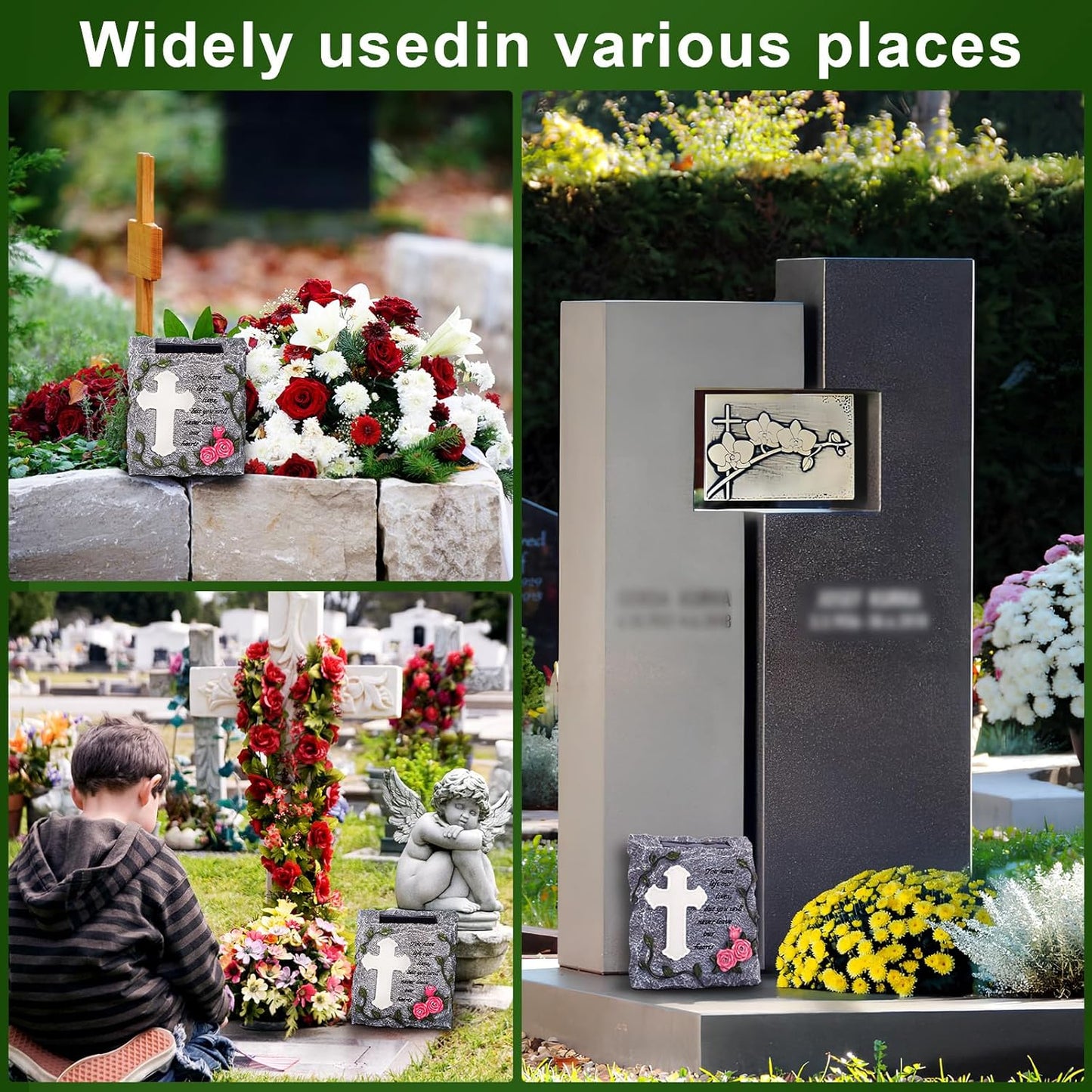MXwcy Cross Solar Lights Outdoor Garden Memorial Stepping Stone, IP65 Waterproof is Used for Walls or Lawns, A Touching Memorial Gift & Condolence Gifts Grave Decorations for Cemetery