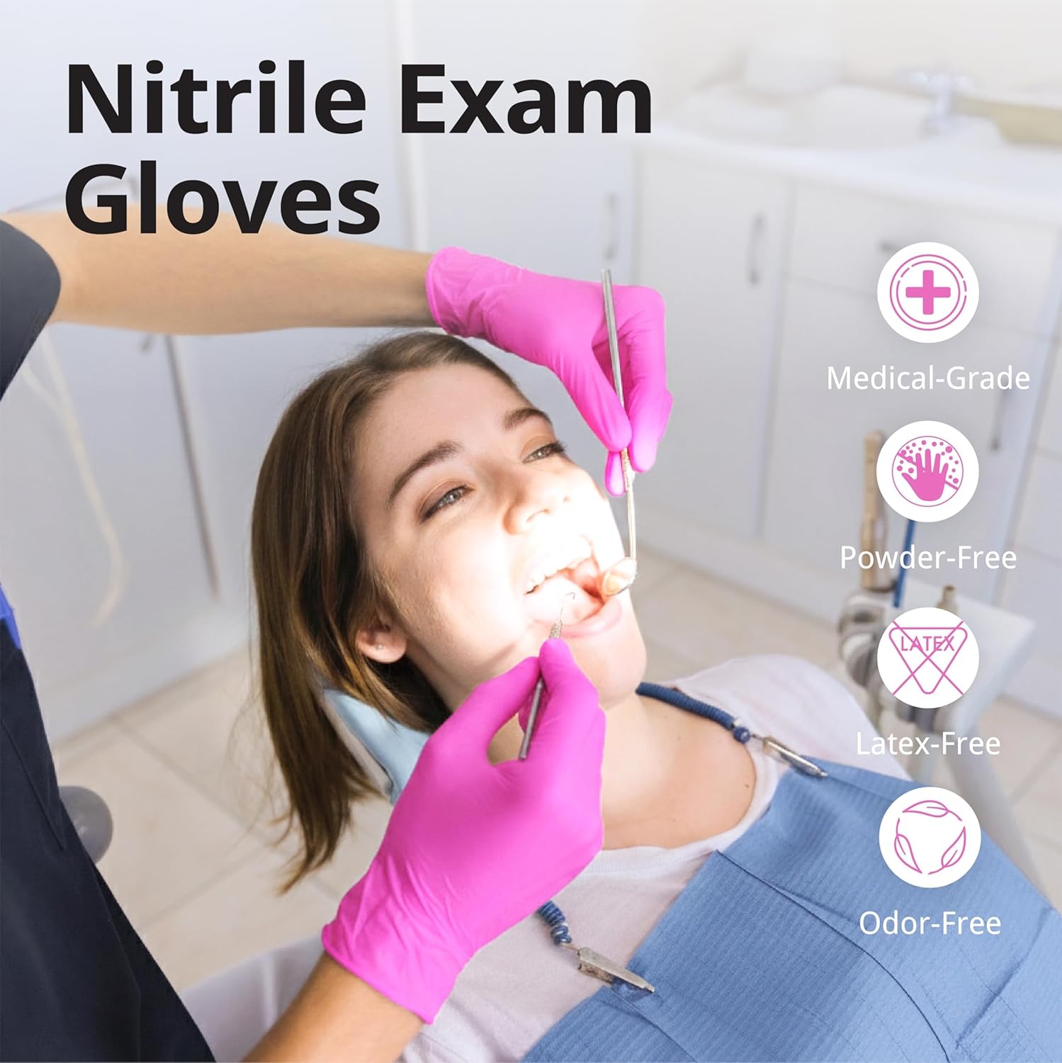 Powder-Free Nitrile Gloves, 3-mil, Disposable Nitrile Gloves, Latex-Fr