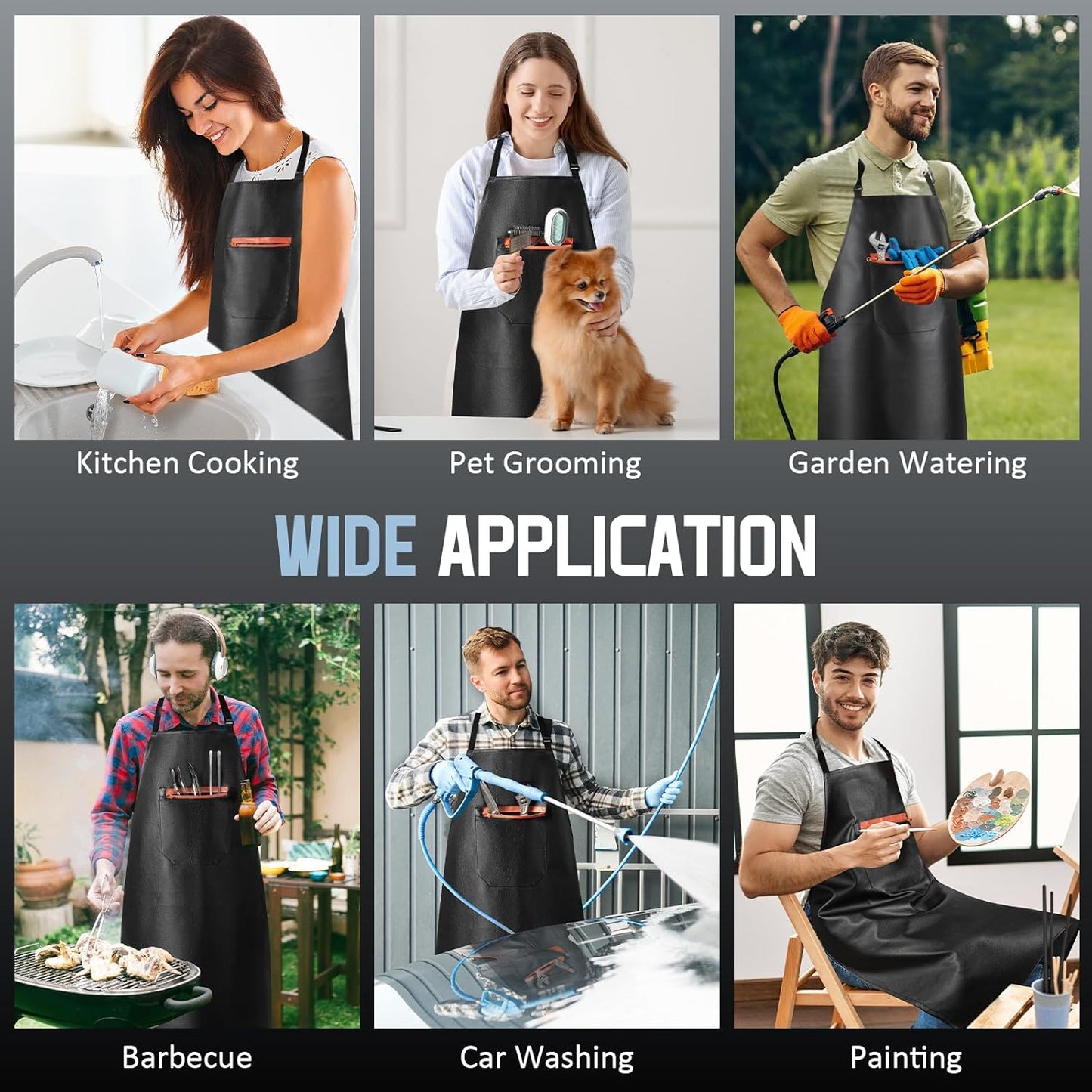 Waterproof Apron, Heavy Duty Extra Long Rubber Vinyl Apron with Pocket
