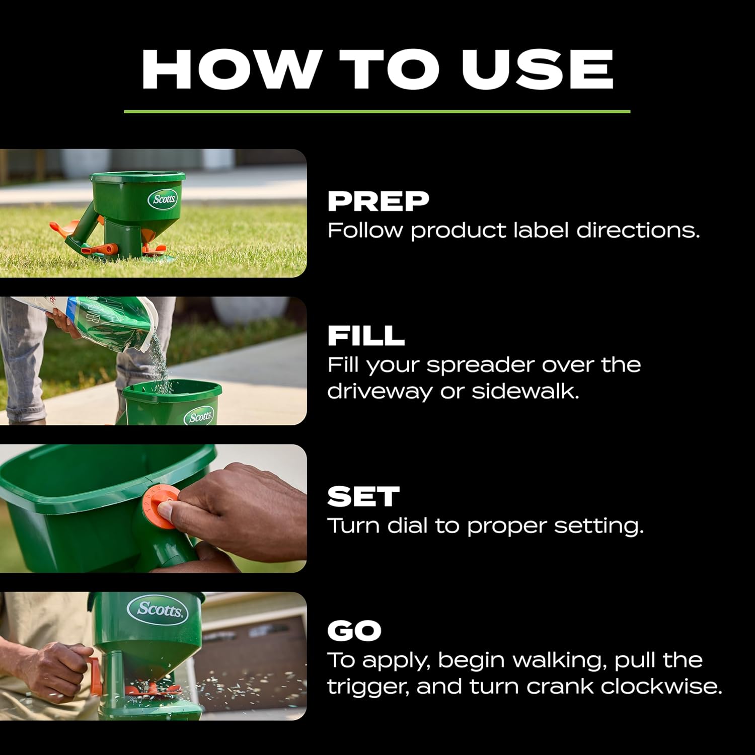 Scotts Whirl Hand-Powered Spreader - for Grass Seed, Lawn Fertilizers,