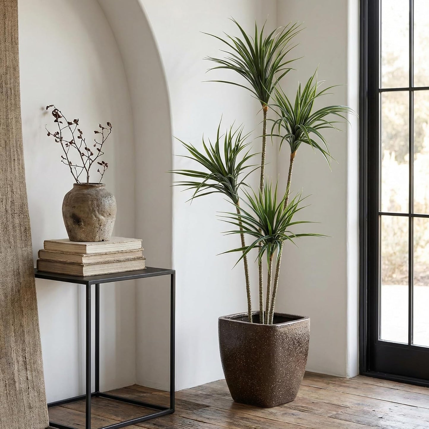 Jexine 5 ft Artificial Dracaena Marginata, Tall Artificial Dracaena Plant Tree, Tropical Faux Fake Floor Plant with Pot Indoor Outdoor Decorative Tree for Home Office Decor Housewarming Gift