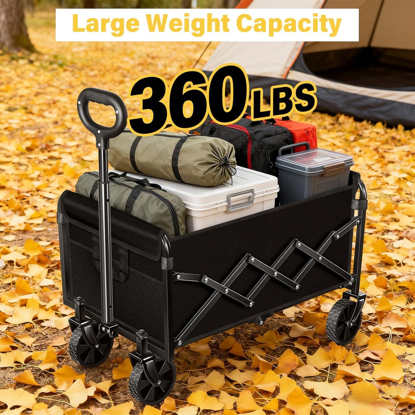 Foldable Collapsible Wagons Carts with Wheels — Folding Utility Wagon 