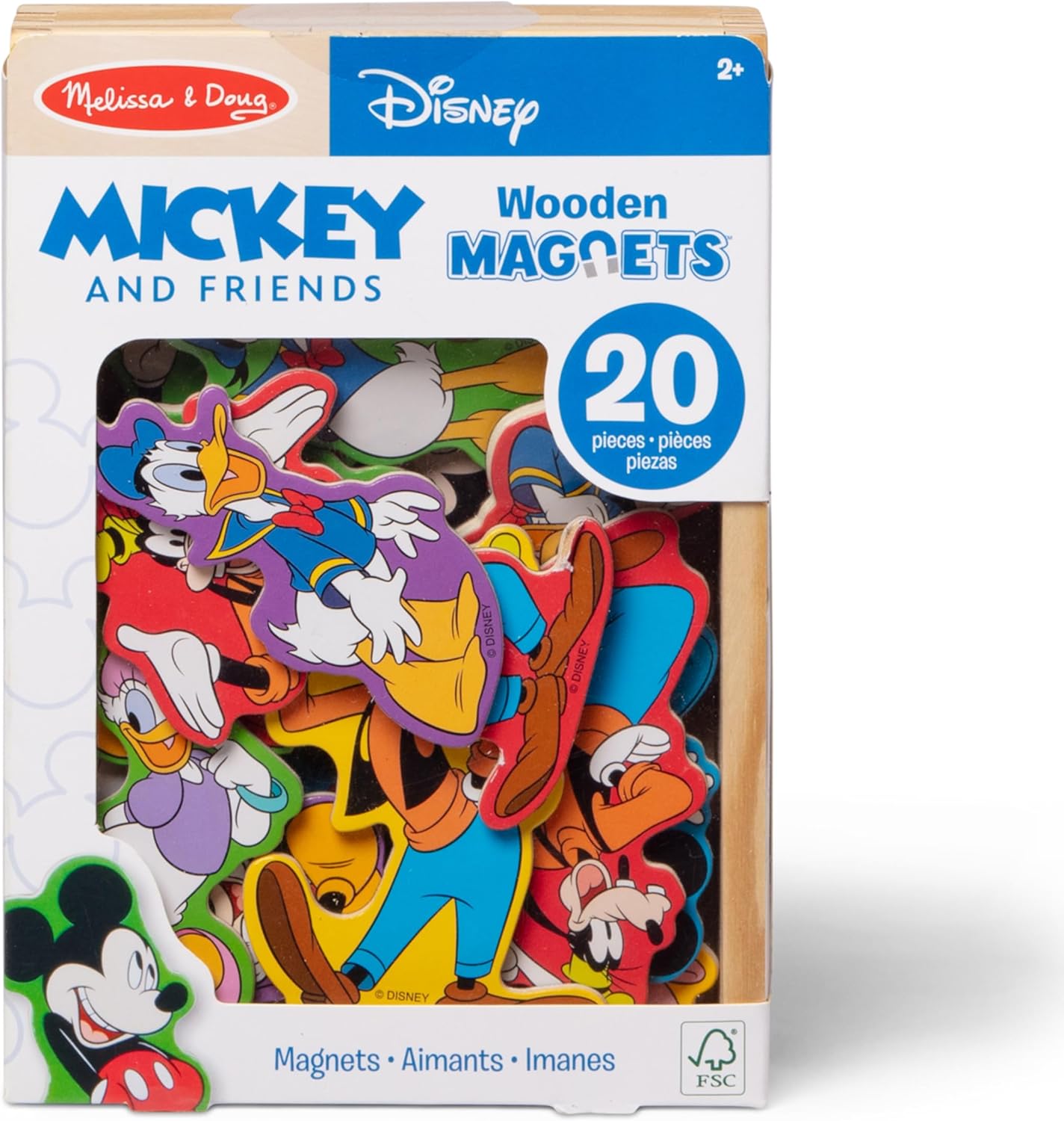 Melissa & Doug Disney Mickey Mouse Wooden Character Magnets (20 pcs) Toys for Disney Fans, Mickey Mouse Fridge Magnets, Pretend Play & Toddler Toys for Kids Ages 2+