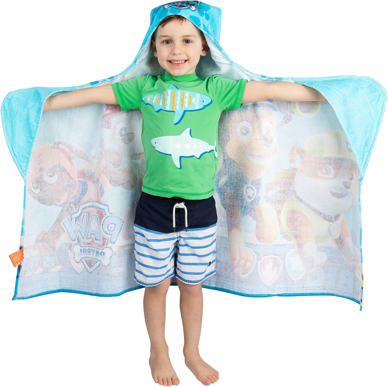 Paw Patrol Blue Bath/Pool/Beach Soft Cotton Terry Hooded Towel Wrap, 2