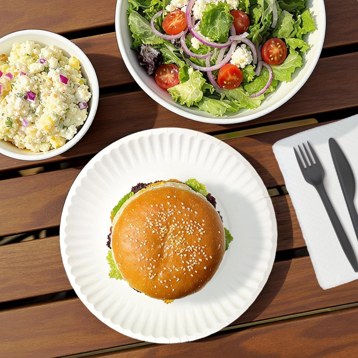 Amazon Basics 9" Uncoated White Paper Plates 100 Count (Pack of 1)