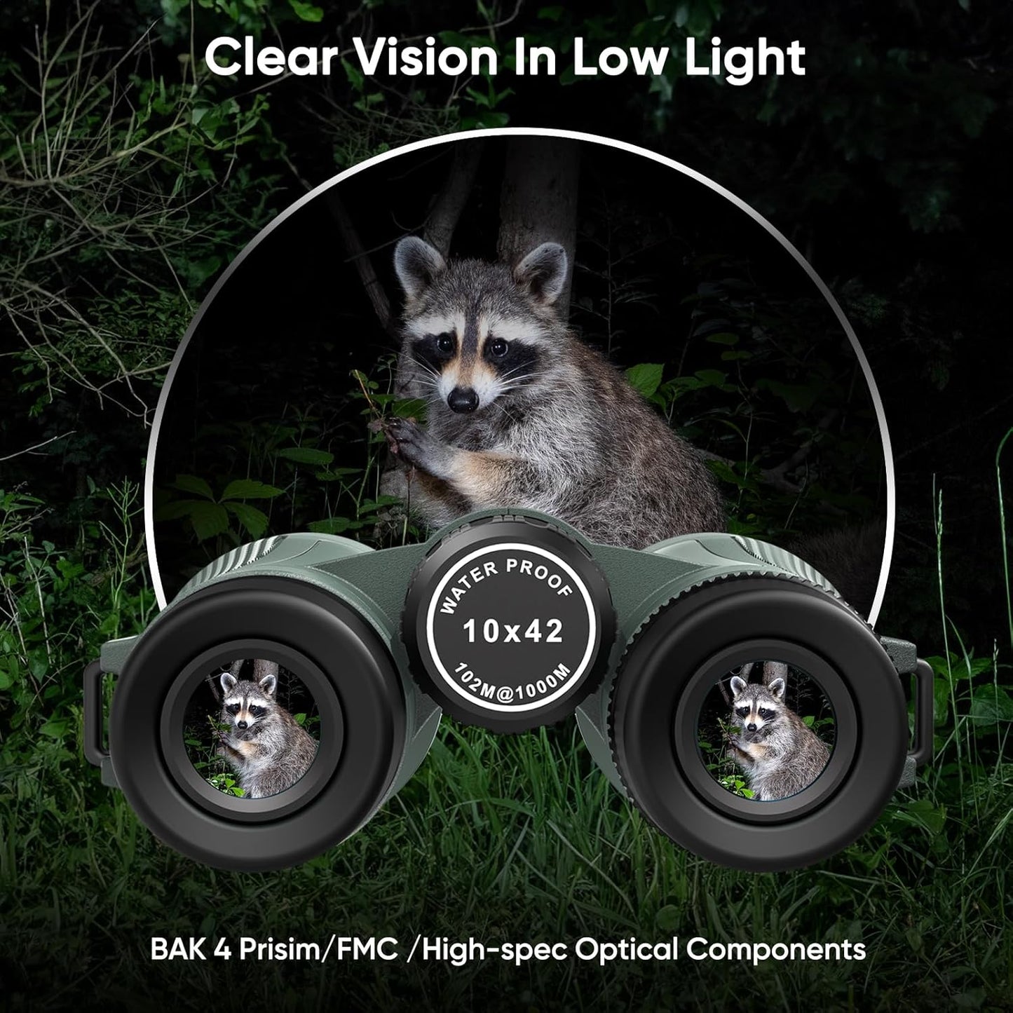 WOSPORTS 10x42 Binoculars for Adults - IP67 Waterproof Binoculars for 