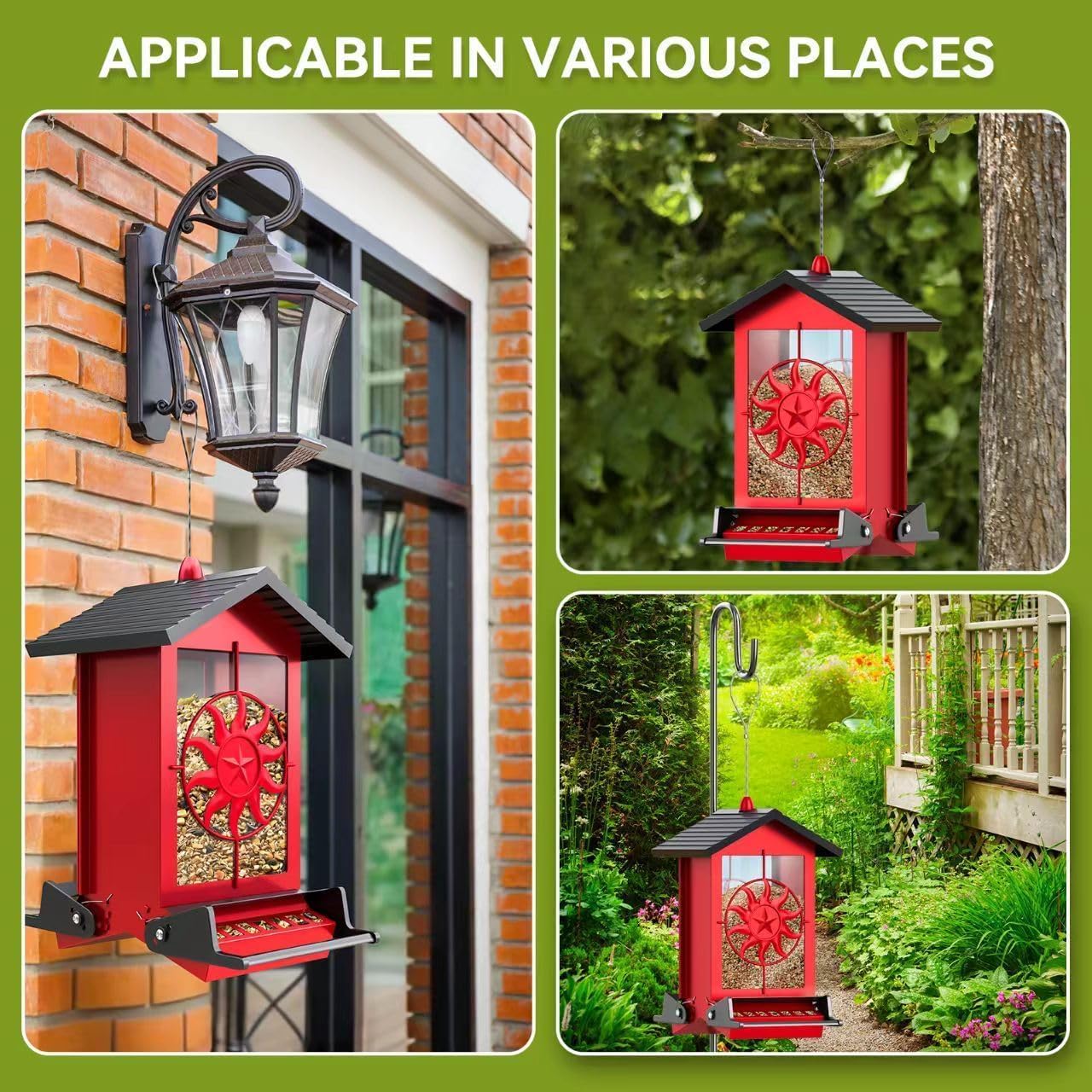Metal Squirrel Proof Bird Feeders for Outdoors Hanging with Weight Act