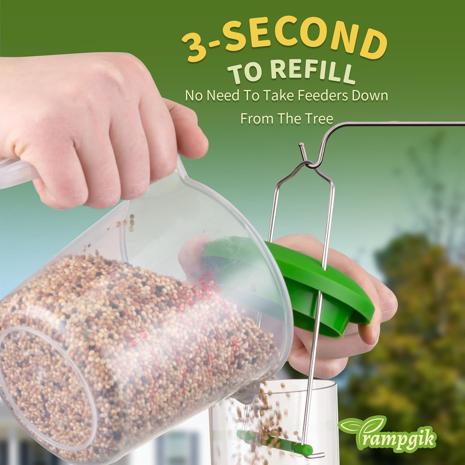 Bird Feeders for Outdoors Seed Catcher,6 Port Wild Bird Feeders with T