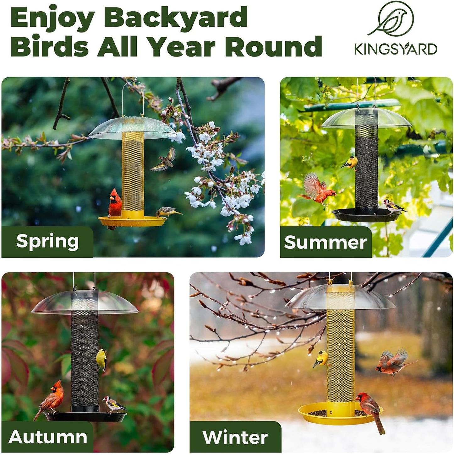 Kingsyard Finch Bird Feeder for Outdoors Hanging, Metal Mesh Tube Bird