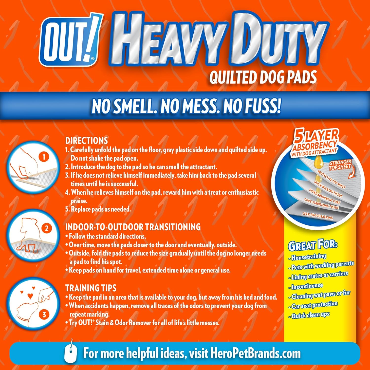 OUT! Petcare Puppy Pads XXL, Heavy Duty, Leak Proof Pee Pads for Dogs,
