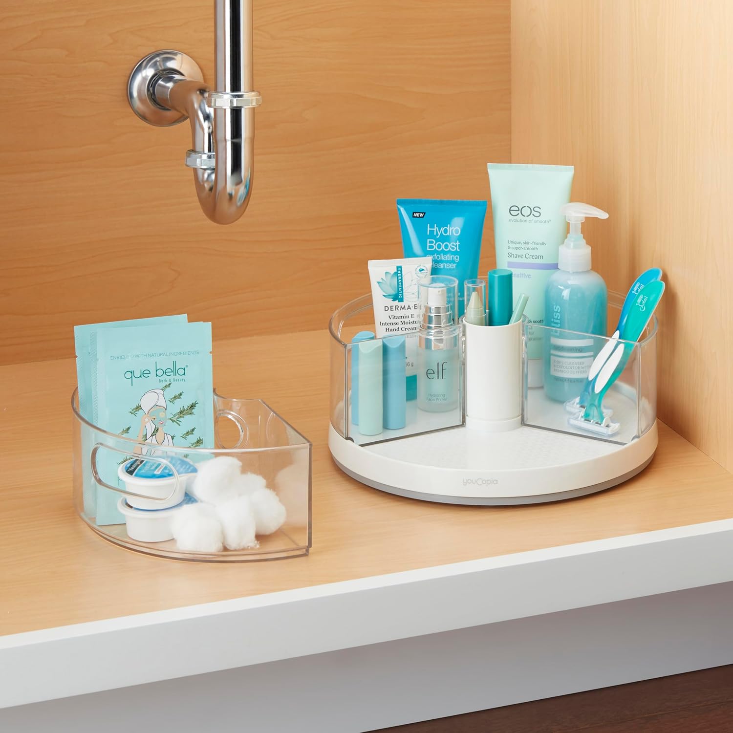 YouCopia Crazy Susan Lazy Susan Organizer, 3 BPA-Free Removable Clear 