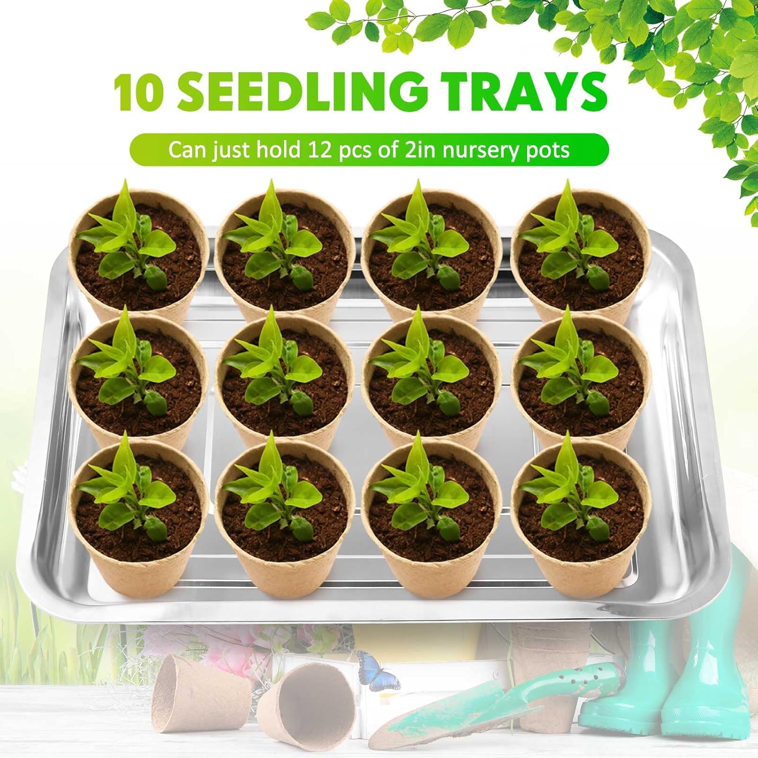 10 Pcs Stainless Steel Seed Starter Tray, Stainless Metal Garden Trays