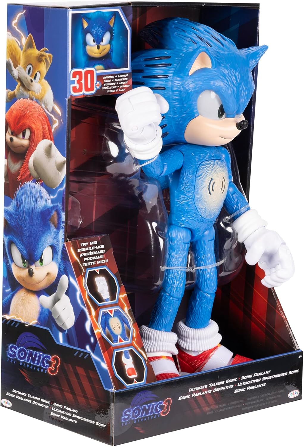 Sonic The Hedgehog 3 Ultimate Talking Sonic 12-Inch Figure, Features 3