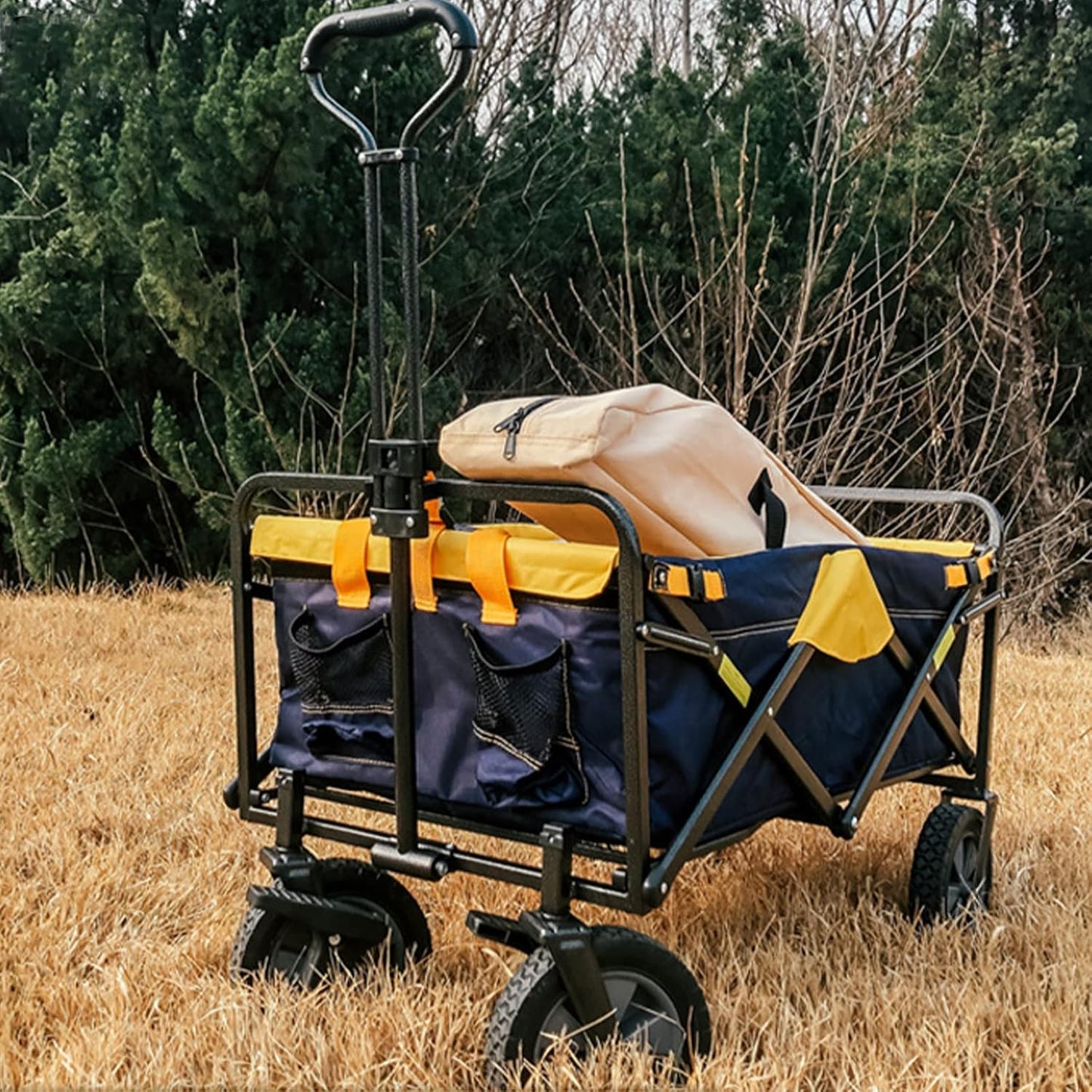 Foldable Outdoor Cart Rubber Wheels Heavy Duty Utility Wagon Camping P
