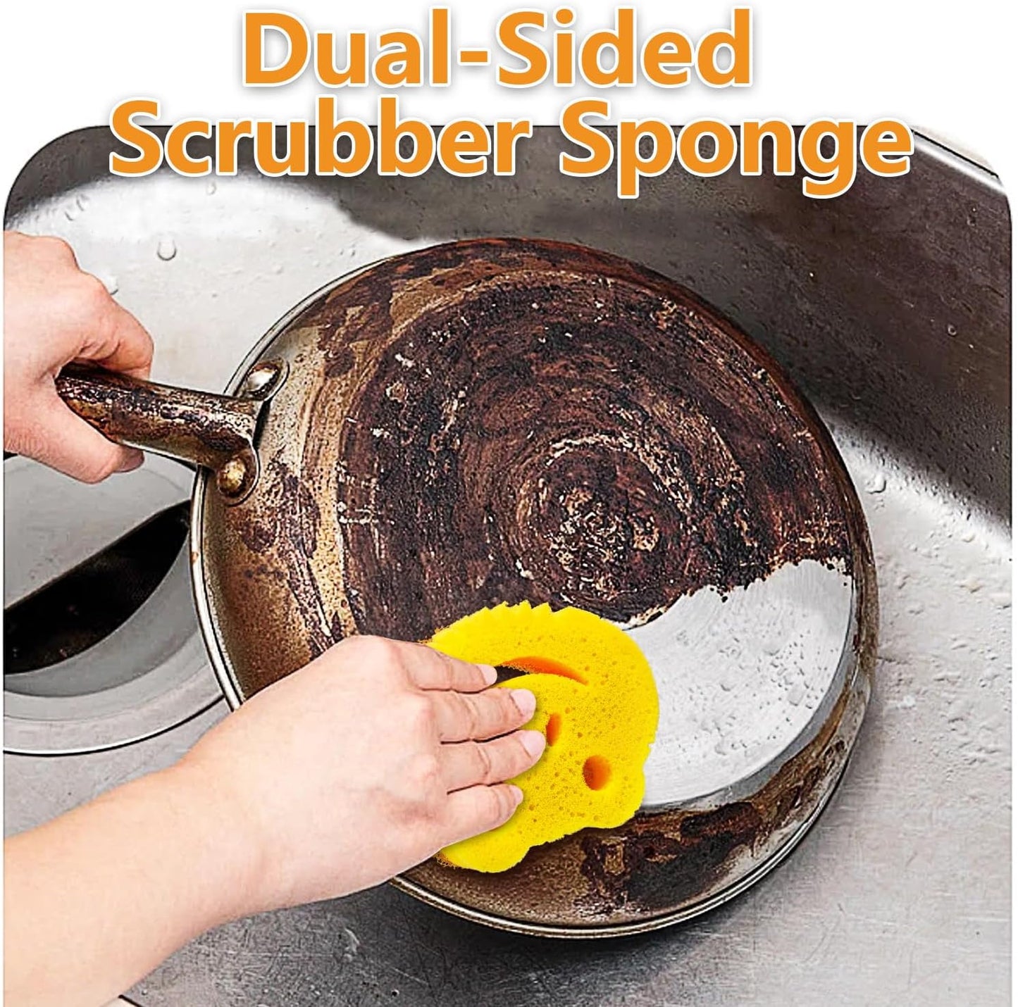 SmilePowo 5 Pack Scrub Sponge, Dual-Sided Temperature Controlled Kitch