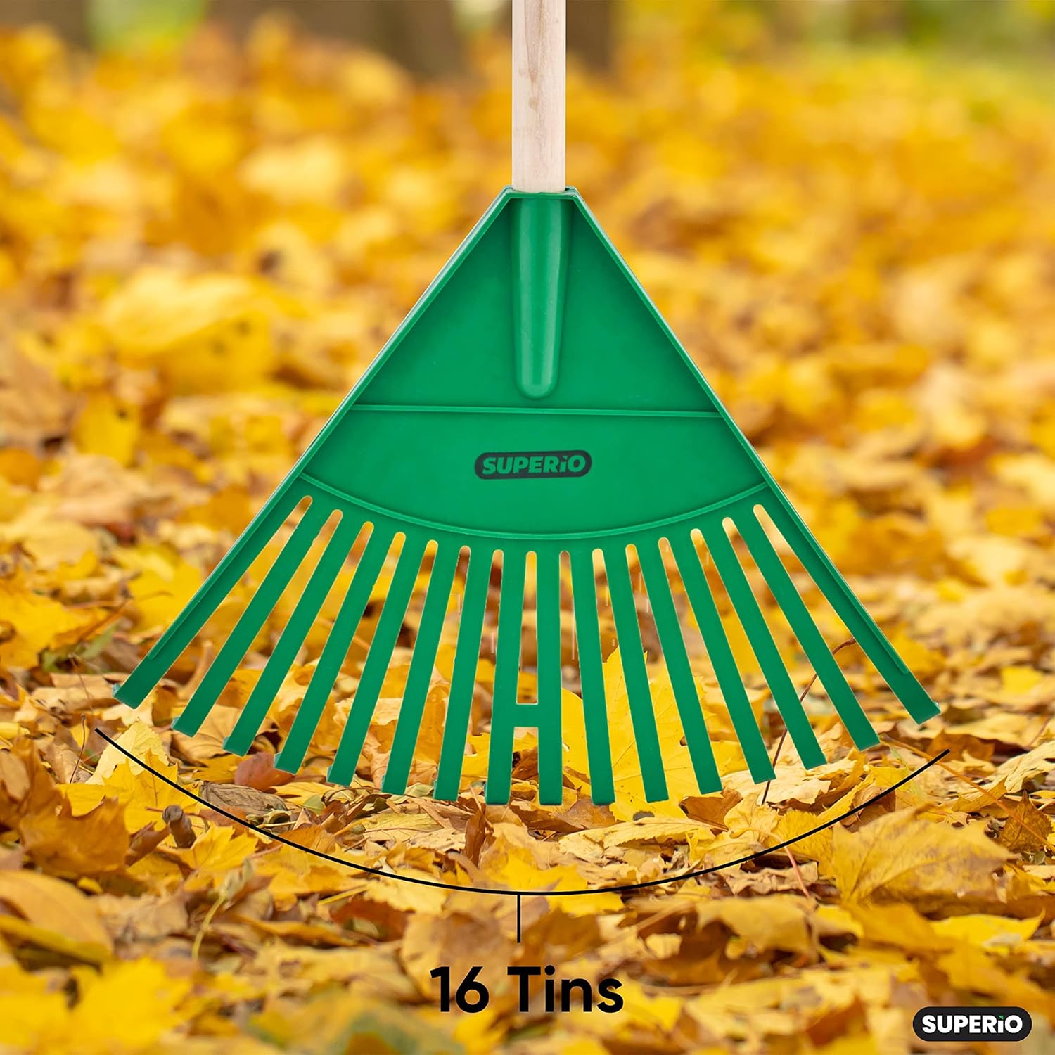 Superio Kids Rake with Hardwood Handle, Gardening and Lawn Care Tools 