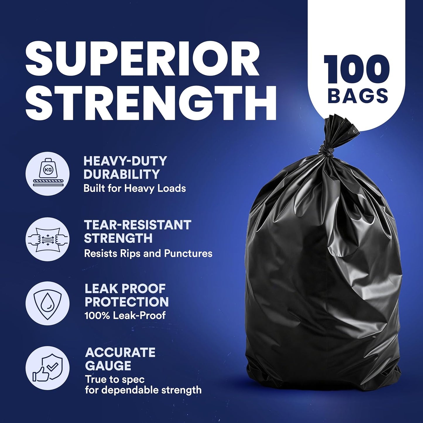 Plasticplace 55-60 Gallon Trash Bags, 1.2 Mil Heavy Duty Contractor Ga