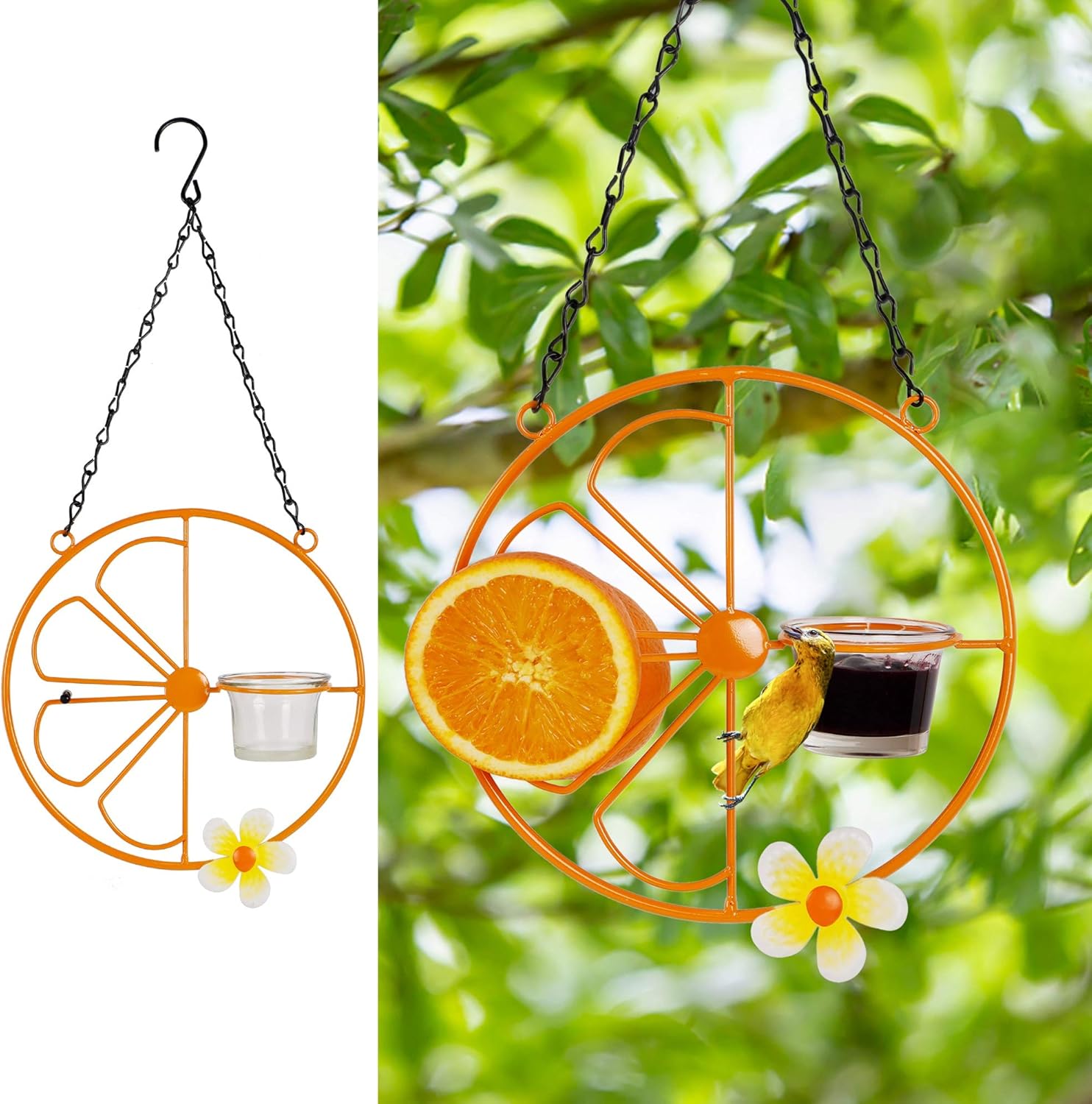 FORUP Oriole Bird Feeder for Outdoors Jelly and Oranges, Orange Fruit 