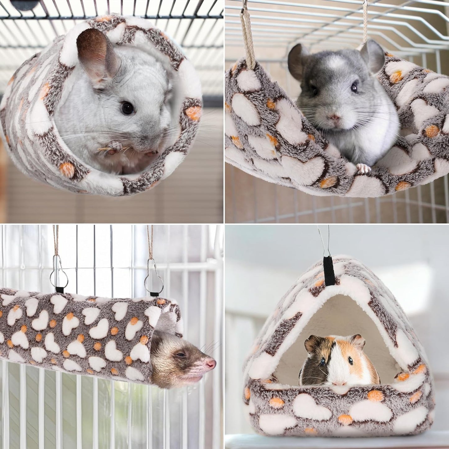MCEAST 4 Pieces Small Pets Cage Accessories Hanging Hammock Sleeping B