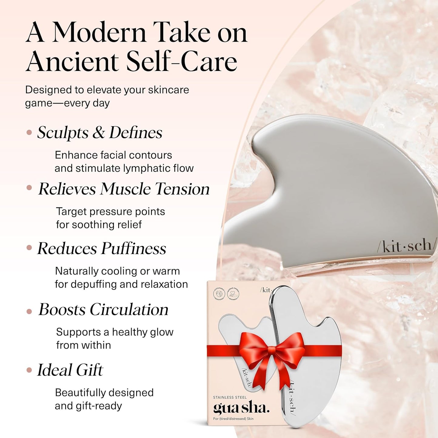 Kitsch Stainless Steel Gua Sha Facial Tools - Guasha Tool for Face, Fa