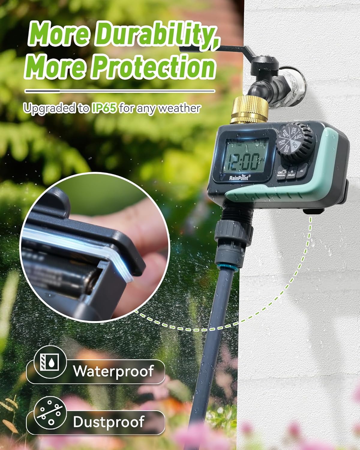 RAINPOINT Sprinkler Timer Outdoor,Programmable Water Timer for Garden 