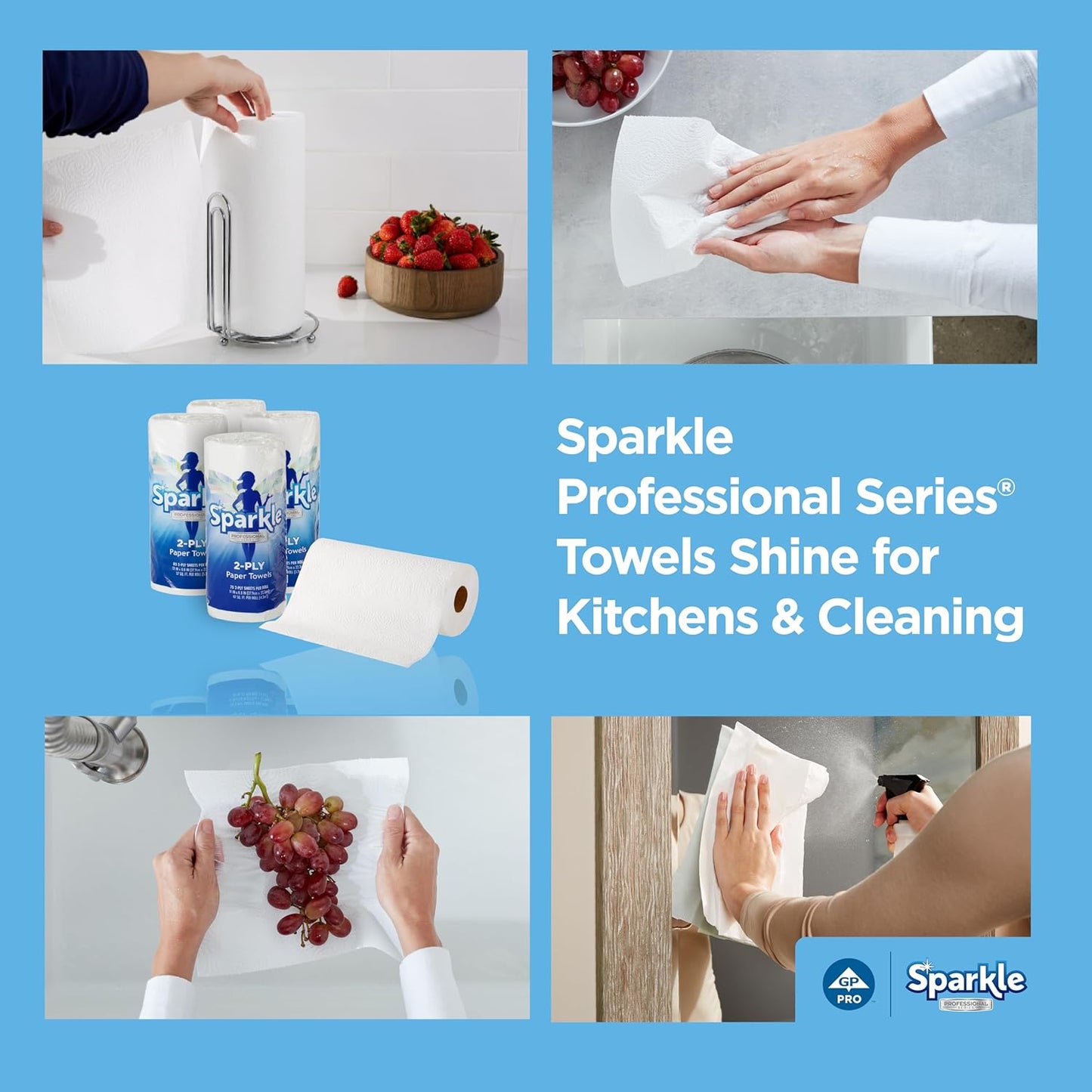 Georgia-Pacific Sparkle Professional Series 2-Ply Perforated Kitchen Paper Towel Rolls by GP PRO (Georgia-Pacific), 2717201, 70 Sheets Per Roll, 30 Rolls Per Case