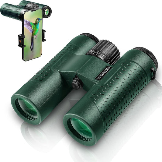 ED 8x33 Binoculars – HD Optical System, Nitrogen-Filled and Waterproof & Fogproof, Non-Slip Silicone Grip for Comfortable Handling, Perfect for Hunting, Bird Watching, Hiking, Travel