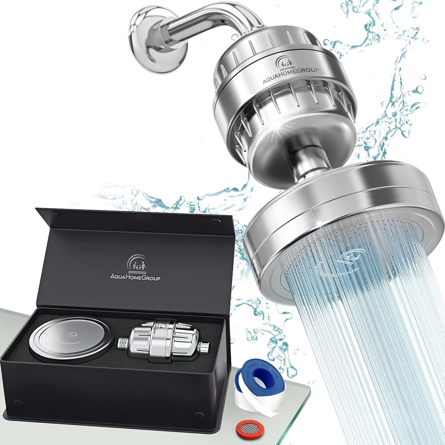 AquaHomeGroup Luxury Filtered Shower Head Set 20+3 Stage Shower Filter