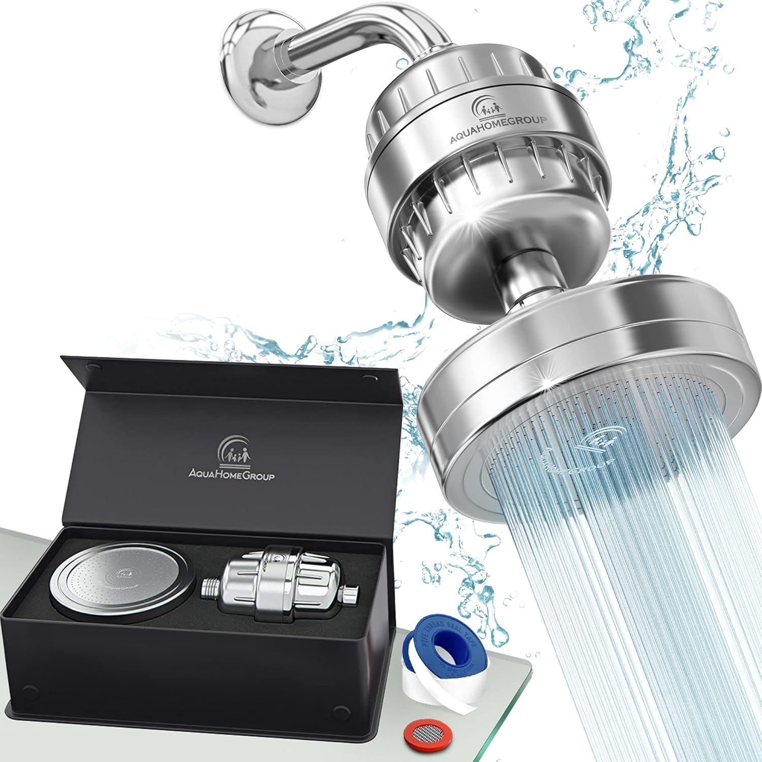 AquaHomeGroup Luxury Filtered Shower Head Set 20+3 Stage Shower Filter