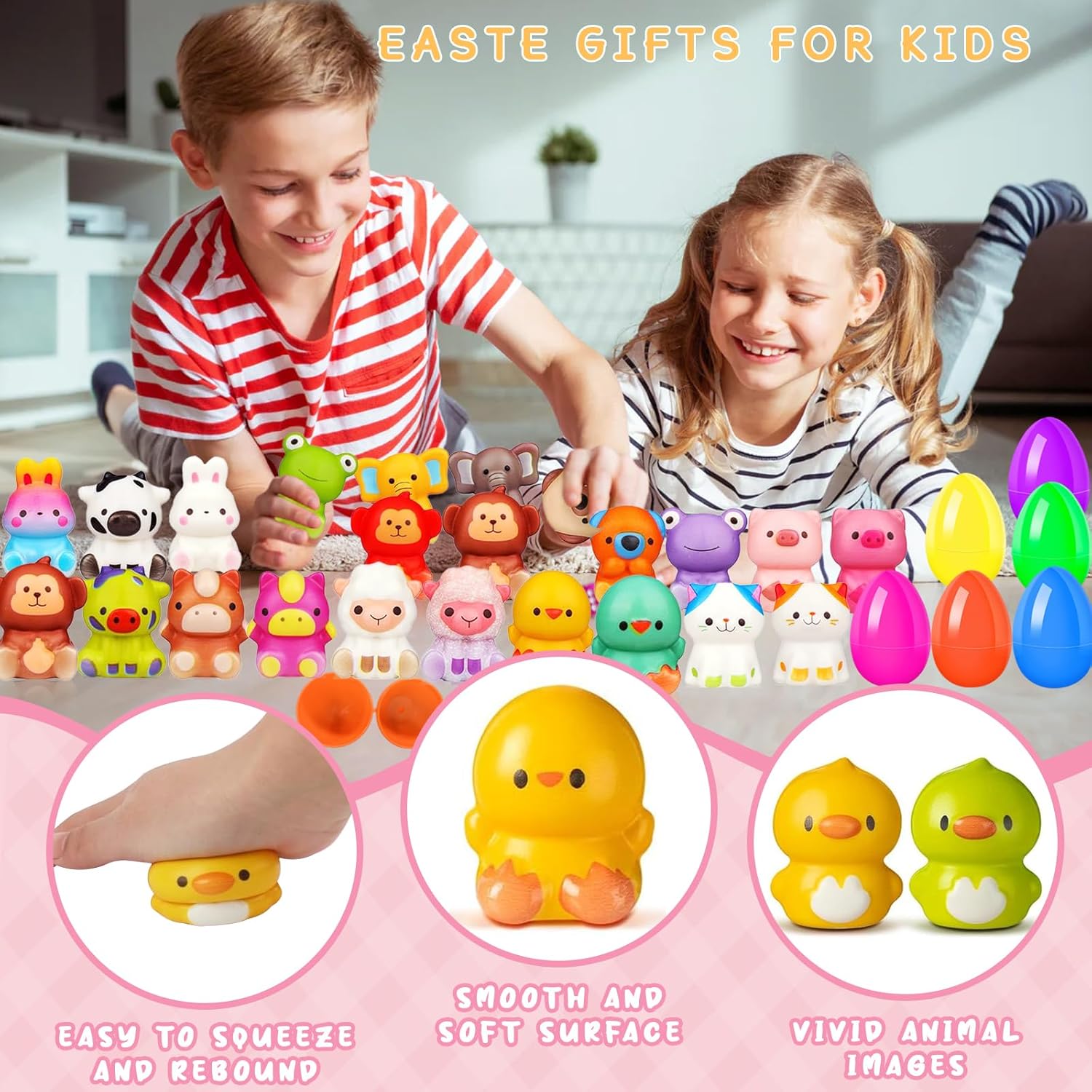 24 Pack Filled Easter Eggs for Kids Prefilled Egg Fillers Squishy Toys
