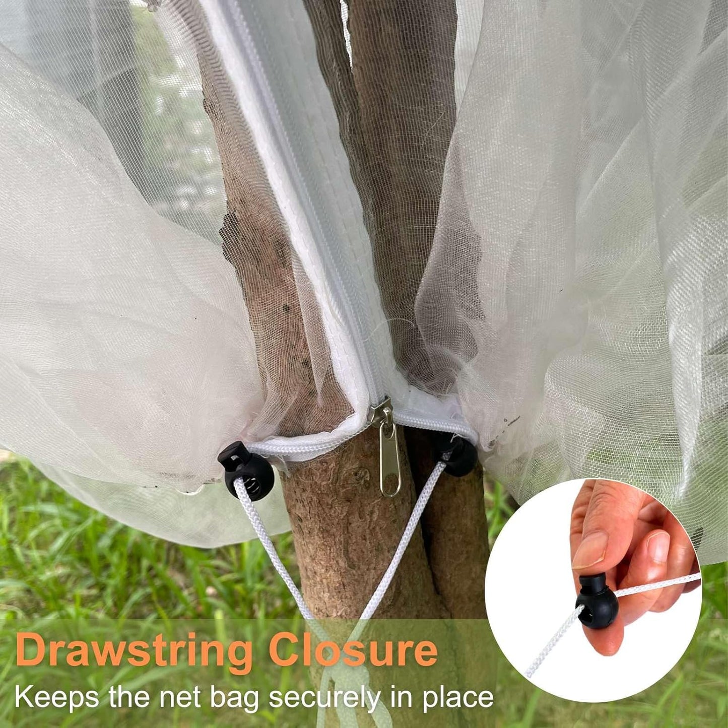 4 Pcs Fruit Tree Netting with Zipper & Drawstring, 4ft x 4ft Insect & 