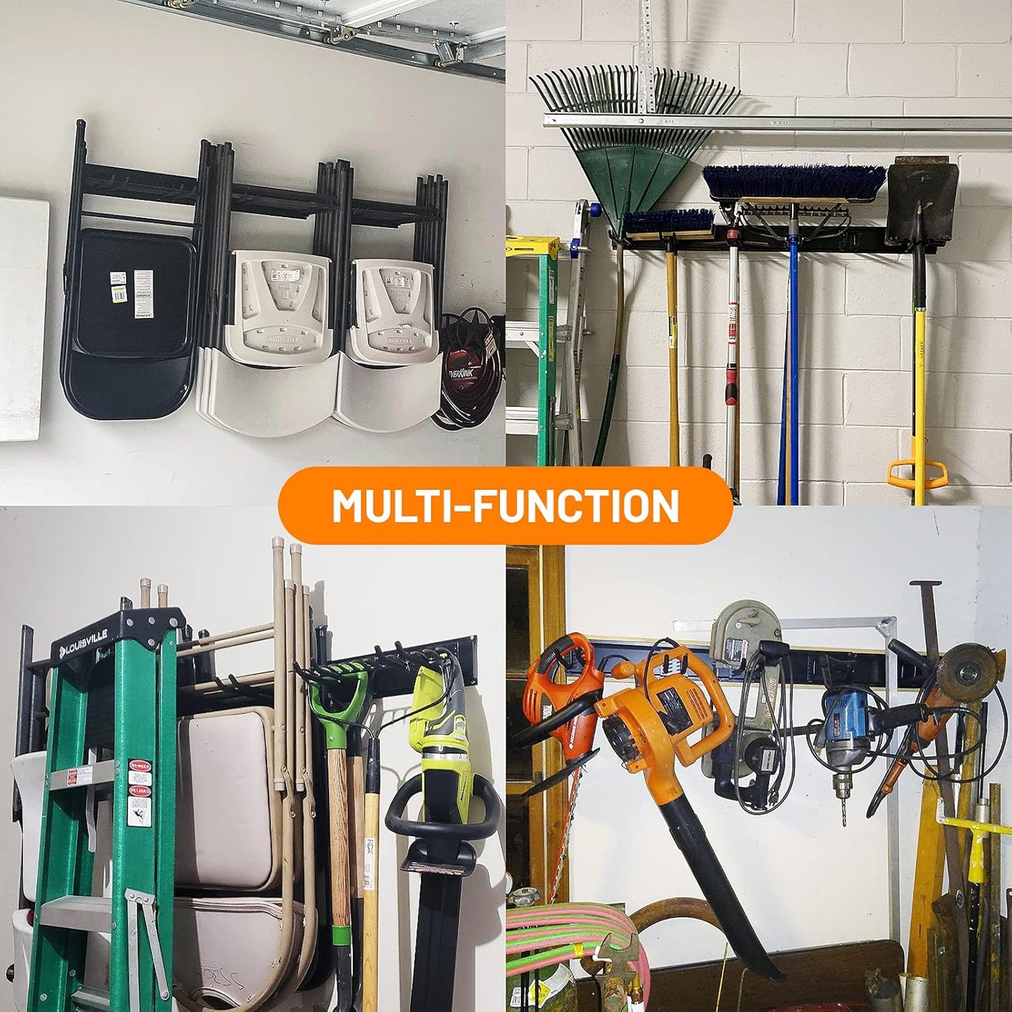 Wallmaster Garage Storage Organization Wall Mount, Garden Tool Rack Or