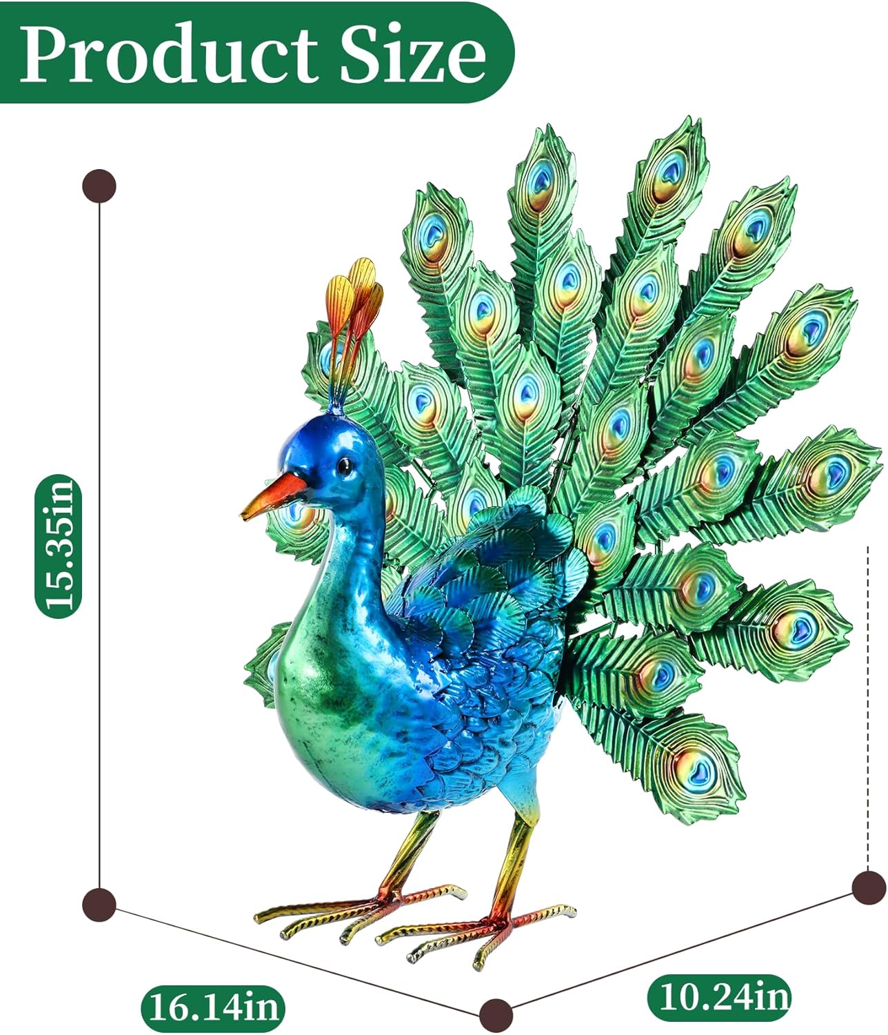 Metal Peacock Decor Garden Statue Yard Art Outdoor Sculpture for Lawn Patio Backyard Decoration,Housewarming Birthday Gifts for Women