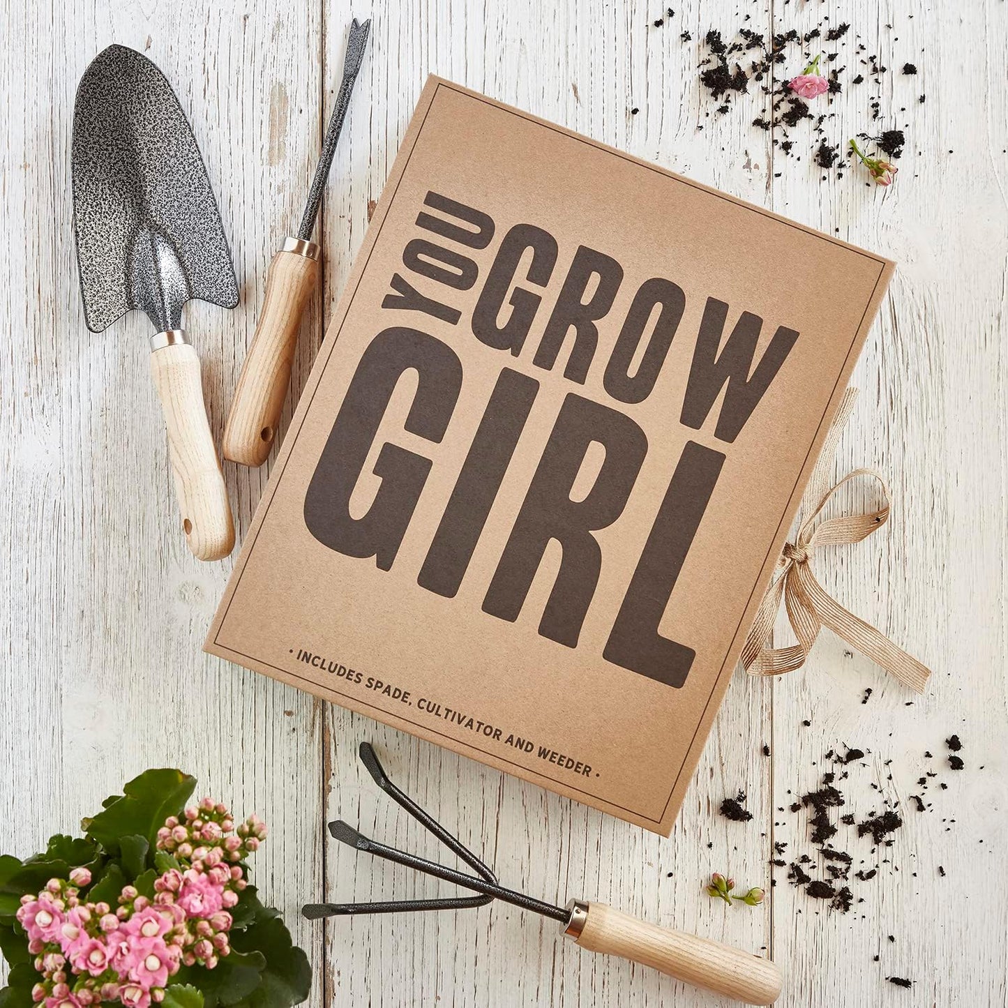 Santa Barbara Design Studio Garden Tool Set - Gift Boxed Steel Spade Cultivator & Weeder Gardening Essentials, 3-Pieces, You Grow Girl