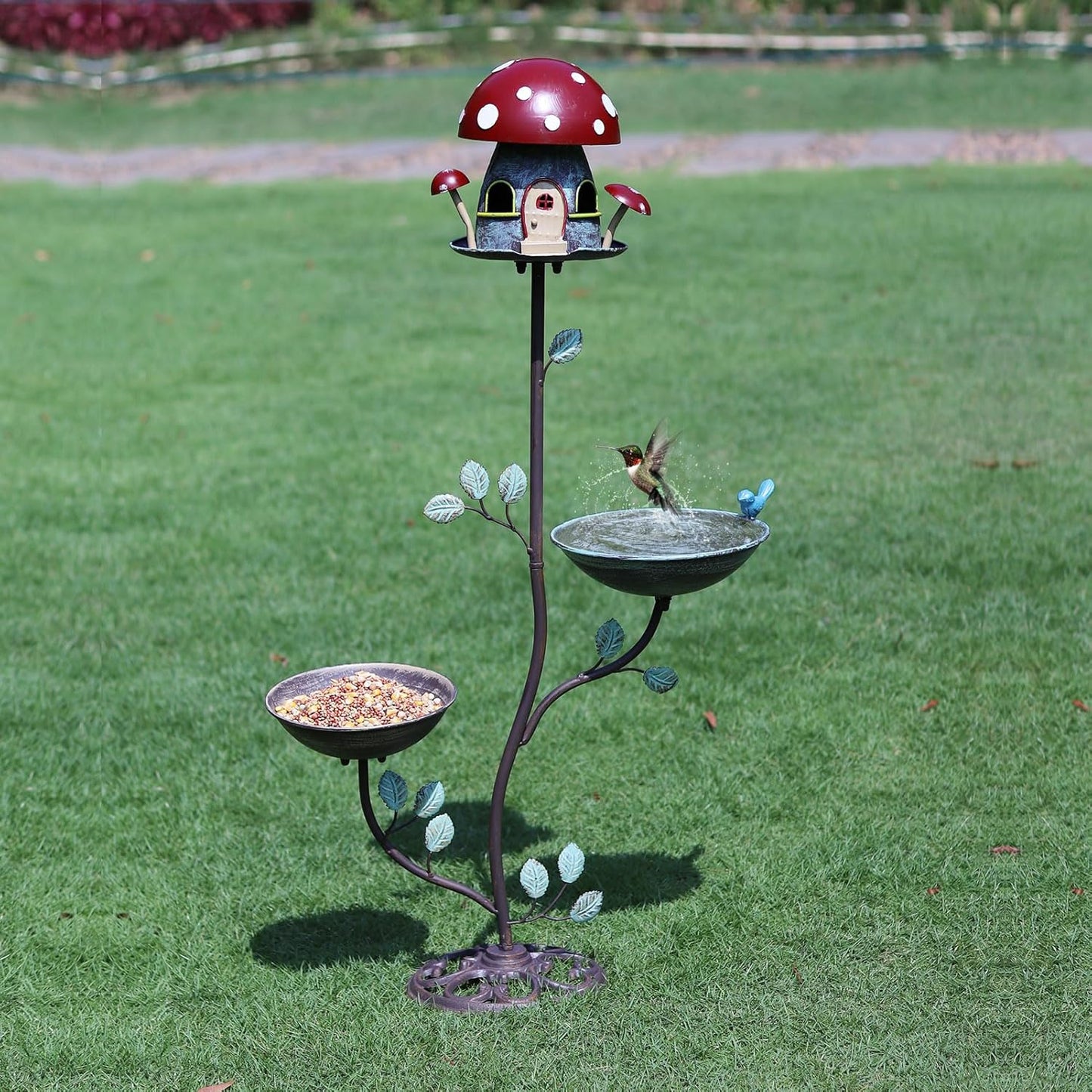 38" H Cast Iron Pedestal Bird Bath, BirdBaths for Outdoors with Metal 