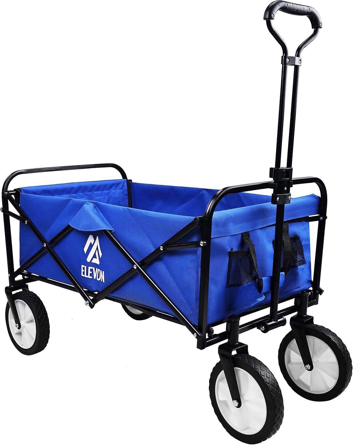 Elevon Heavy Duty Steel Frame Collapsible Folding 150 Pound Capacity Outdoor Camping Garden Utility Wagon Yard Cart, Blue