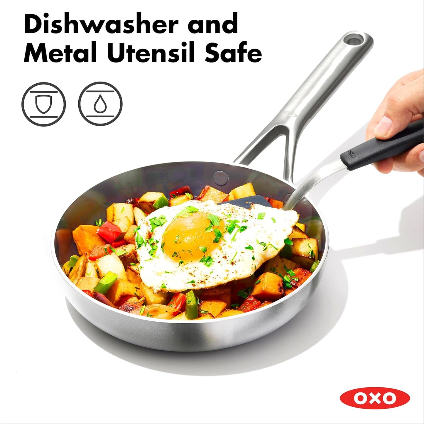 OXO Mira Tri-ply Stainless Steel, 10 Piece Cookware Pots and Pans Set,