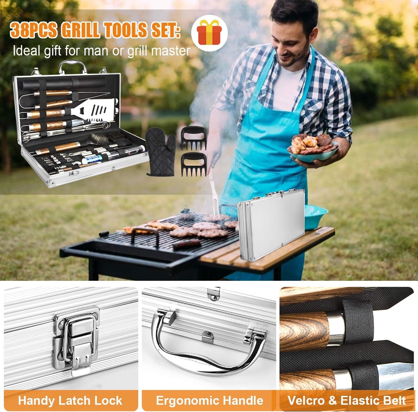 BBQ Grill Accessories Set, 38Pcs Stainless Steel Grill Tools Grilling 